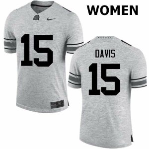 NCAA Ohio State Buckeyes Women's #15 Wayne Davis Gray Nike Football College Jersey ZYS4245XR